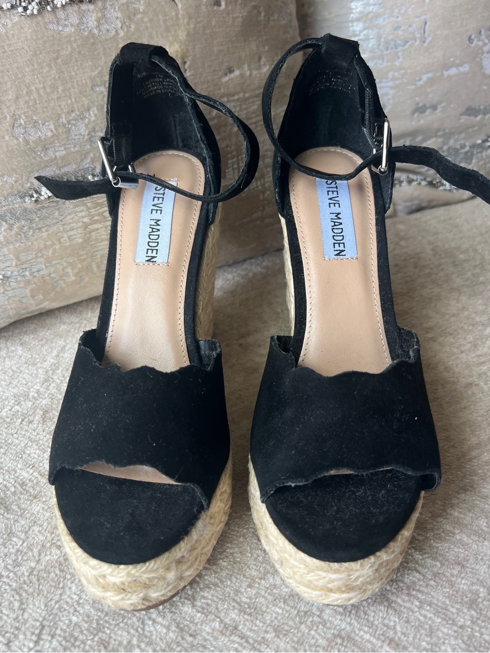 Steve Madden Susana Black Suede
Espadrille Wedges NWOB Size 7M